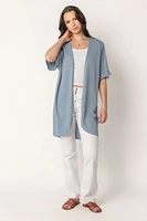 Waffle Knit Short Sleeve Cocoon Cardigan