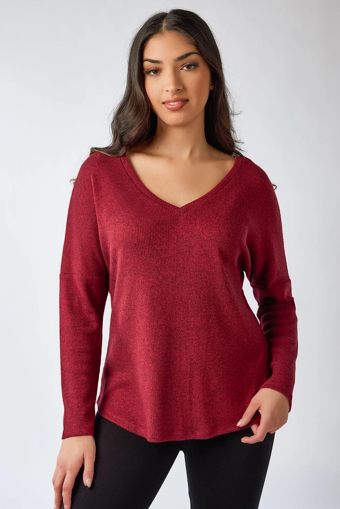 Rib V-neck Hacci Sweater