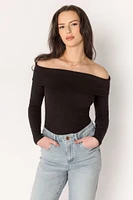 Ribbed Off-The-Shoulder Sweater