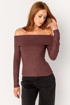 Ribbed Off-The-Shoulder Sweater