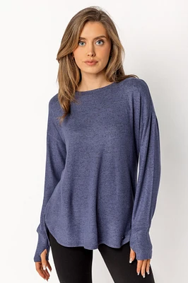 Long Sleeve Crew-Neck Supersoft Sweater with Thumbholes