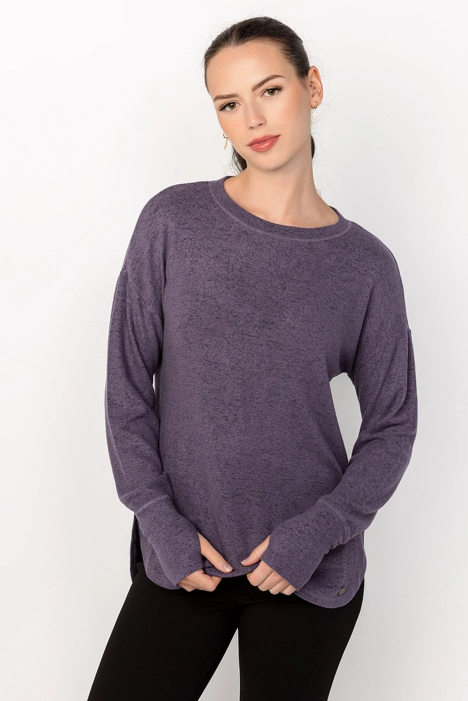 Long Sleeve Crew-Neck Supersoft Sweater with Thumbholes