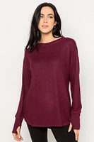 Long Sleeve Crew-Neck Supersoft Sweater with Thumbholes