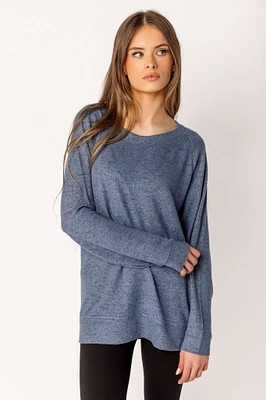 Long-Sleeve Supersoft Sweater with Flatlock Stitching