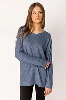 Long-Sleeve Supersoft Sweater with Flatlock Stitching