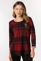 Holiday Plaid Supersoft 3/4 Sleeve Top