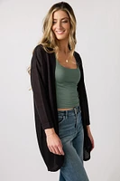 Lightweight 3/4 Sleeve Waffle Knit Cardigan