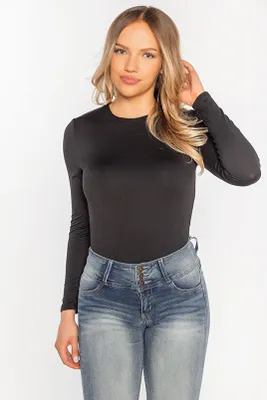 Brushed Double Layer Long Sleeve Crewneck