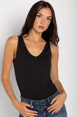 Double Brushed Sleeveless V-Neck