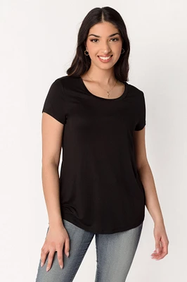 Brushed Cap Sleeve Scoopneck T-Shirt