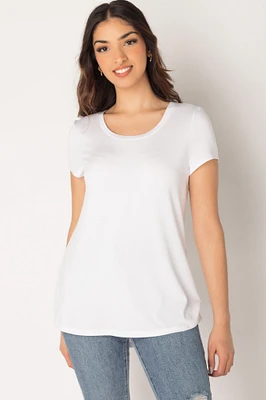 Brushed Cap Sleeve Scoopneck T-Shirt