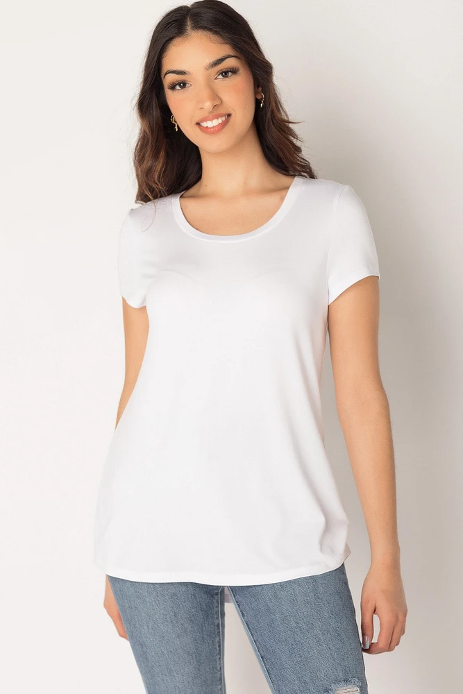 Brushed Cap Sleeve Scoopneck T-Shirt