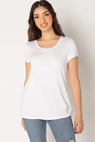 Brushed Cap Sleeve Scoopneck T-Shirt