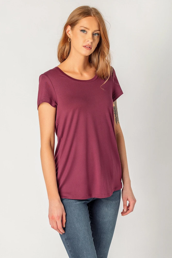 Brushed Cap Sleeve Scoopneck T-Shirt