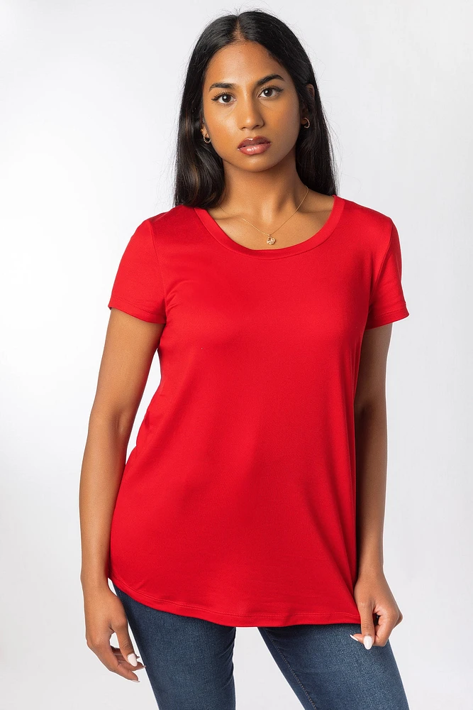 Brushed Cap Sleeve Scoopneck T-Shirt