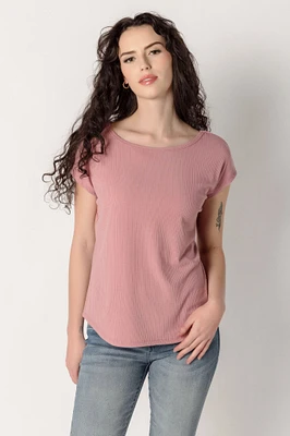 Ribbed Cap Sleeve Tee