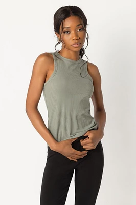 Ribbed Crewneck Racerback Tank