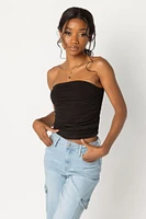 Ribbed Double Layer Ruched Tube Top