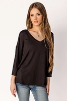 3/4-Sleeve V-Neck Tunic with Dolman Sleeves