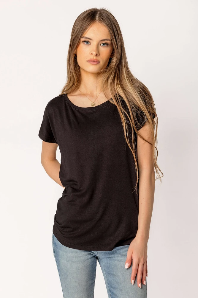 Short-Sleeve Wide-Neck Top