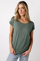 Short-Sleeve Wide-Neck Top