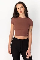 Ribbed Crew-Neck Crop Tee