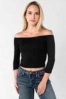 Off The Shoulder Ribbed Tee