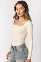 Seamless Fleeceback Square Neck Long Sleeve