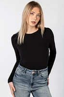 Ribbed Long Sleeve Crewneck Top