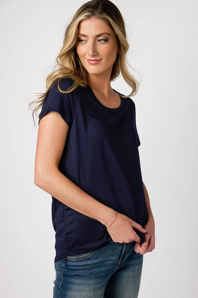 Cap-Sleeve Scoopneck Tee