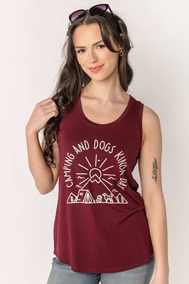 Camping and Dogs Kinda Day" Graphic Tank