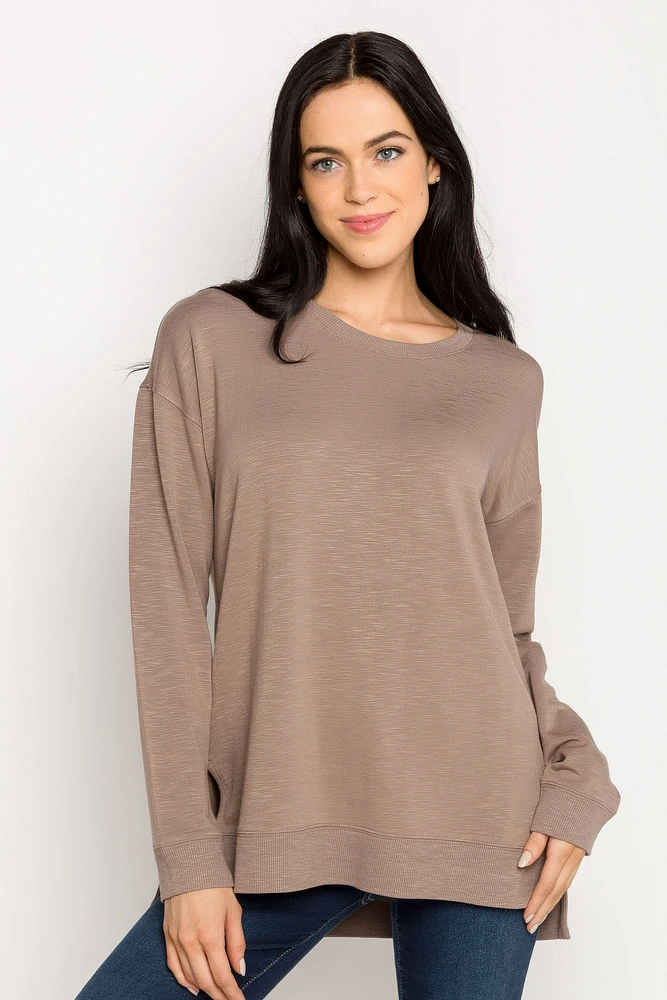 Fleece Sweatshirt with Side Slits