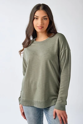 Fleece Sweatshirt with Side Slits