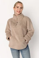 Faux Fur Quarter-Zip Pullover