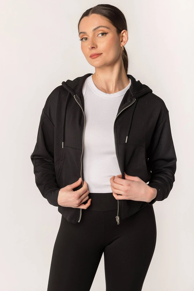 Modal Scuba Zip-Front Hoodie