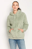 Cable Embossed Sherpa Popover Hoodie