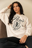 Fleece Crewneck Sweatshirt with Paris Graphic