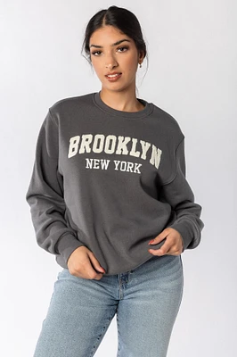 "Brooklyn New York" Fleece Crewneck Sweatshirt