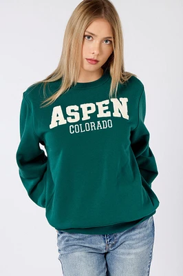 "Aspen Colorado" Fleece Crewneck Sweatshirt