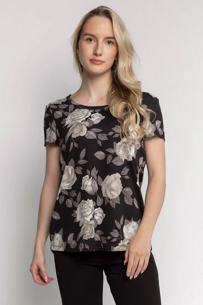 Rose Short-Sleeve Scoop Neck Top