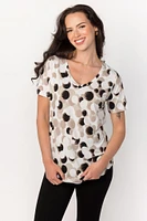 Abstract Dot Short-Sleeve V-Neck Top