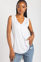 Sleeveless V-Neck Brushed Tank