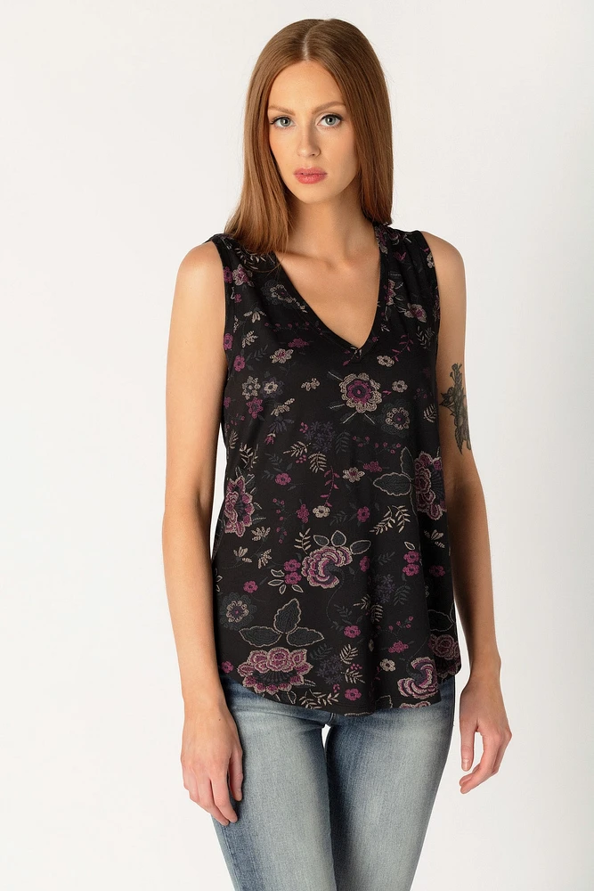 Floral Sleeveless V-Neck