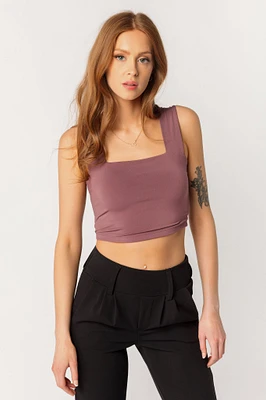 Double Layer Wide Strap Crop Top