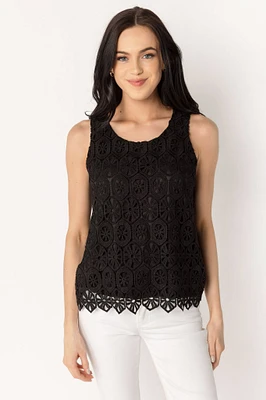 Crochet Lace Sleeveless Slub Top