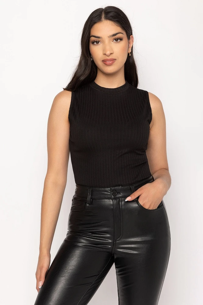 Mockneck Rib Sleeveless Bodysuit