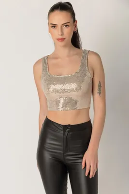 Disco Sequin Cropped Tank