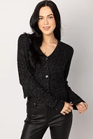 Sequin Cable Knit Cardigan