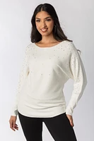 Rhinestone Studded Dolman Sweater