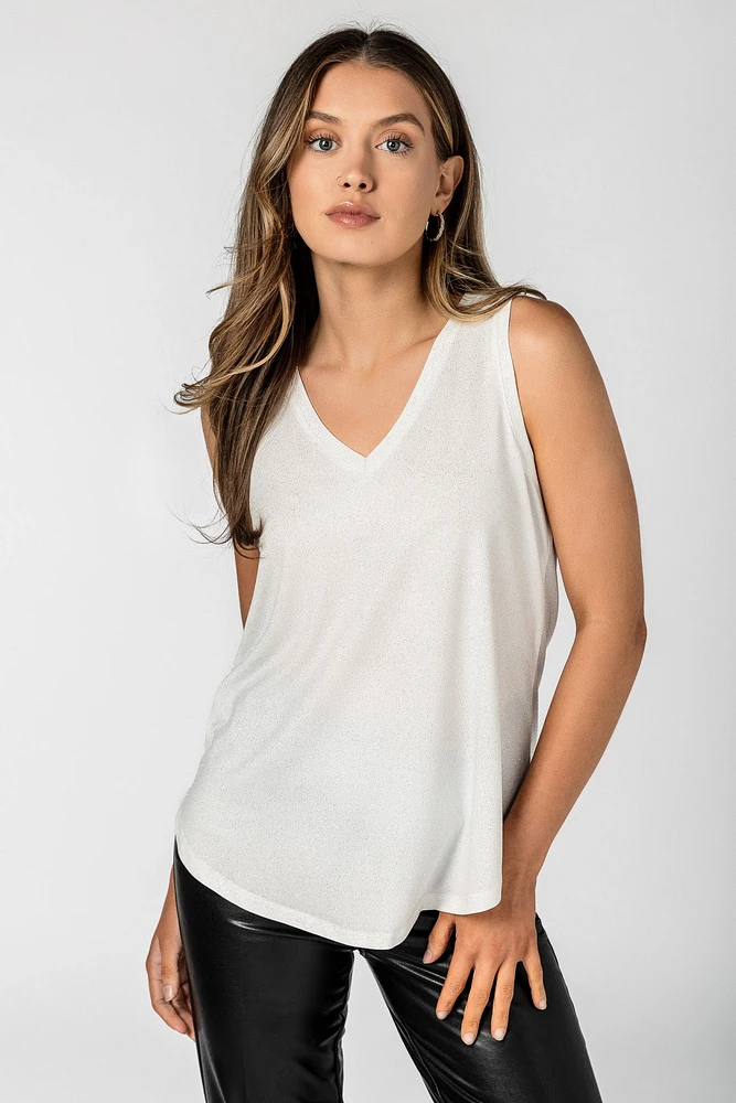 Glitter Sleeveless V-Neck